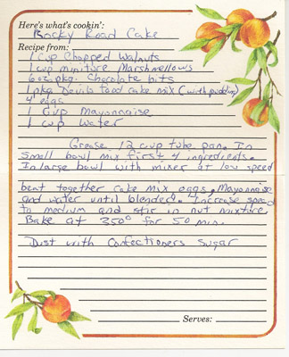 rocky road cake recipe card